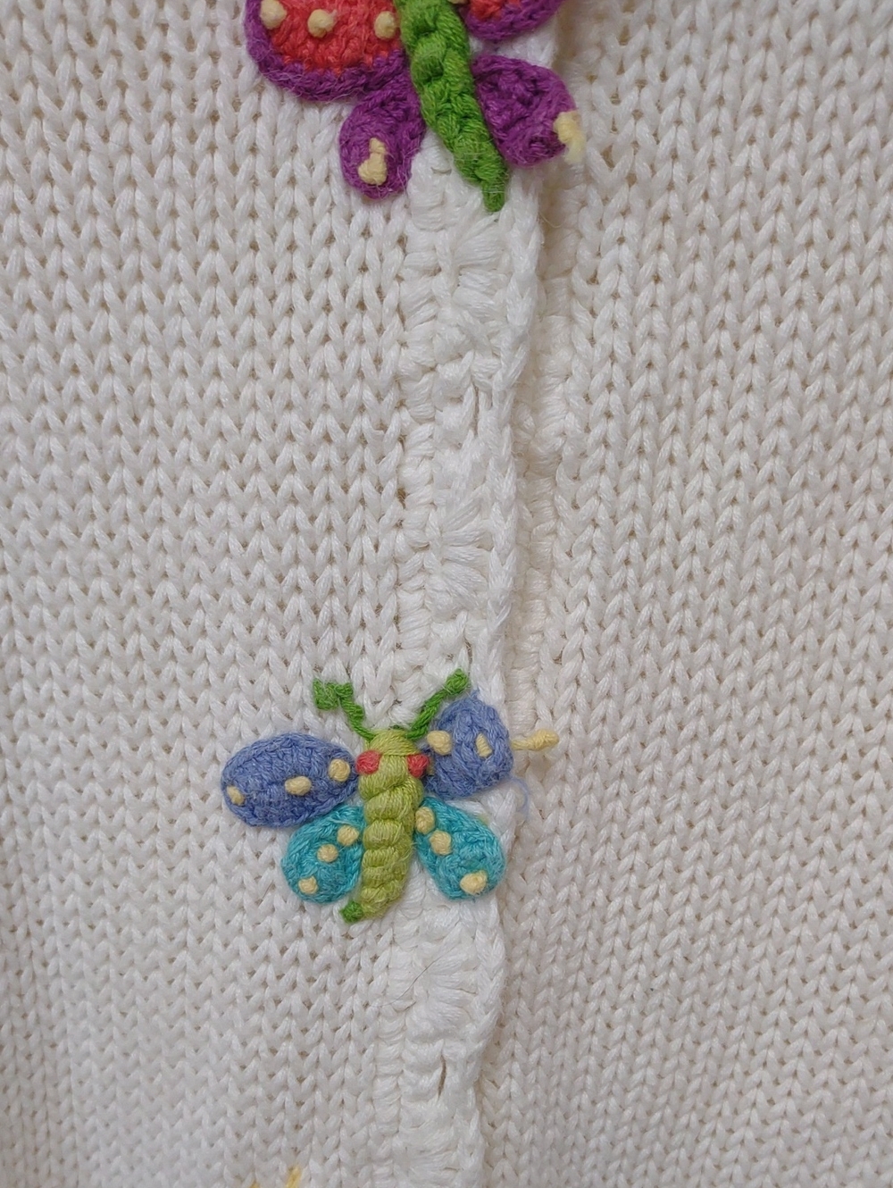 Curio Vintage White Knit Cottage-Style BU Cardigan Whimsical Decorative Buttons - Picture 6 of 15
